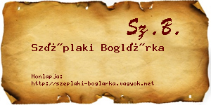 Széplaki Boglárka névjegykártya